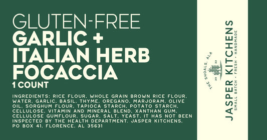 Gluten-Free Garlic + Italian Herb Focaccia
