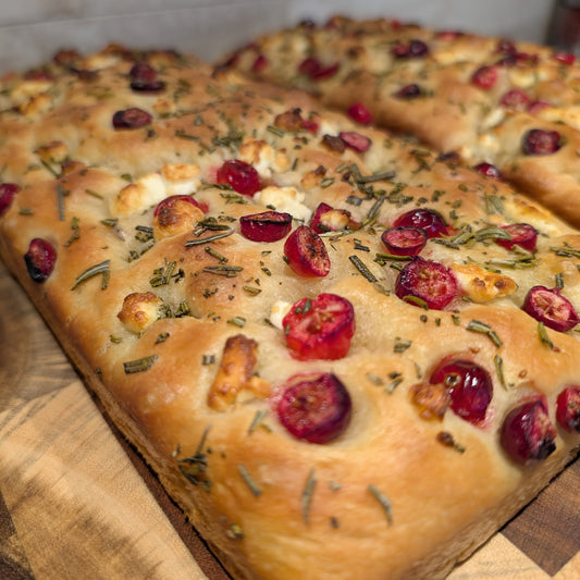 Cranberry Rosemary + Goat Cheese Focaccia
